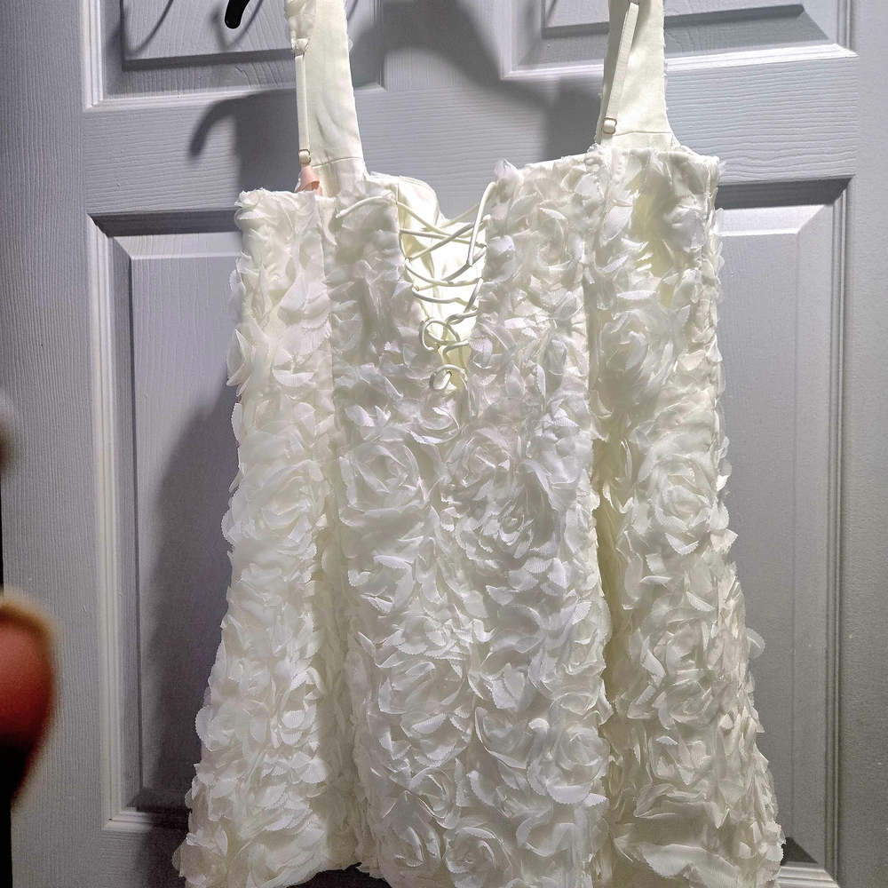 Oh Polly Ivory Textured Mini Dress - Picture 3 of 9